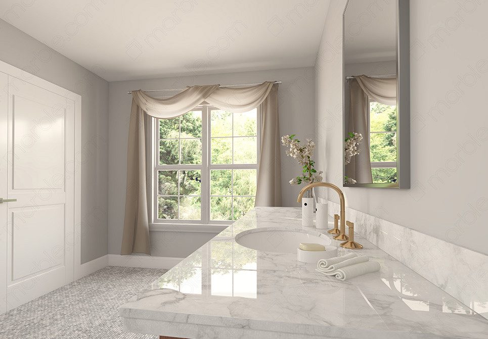 white quartz vanity Bathroom Vanity Installation